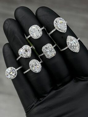 2.25 carat Diamond Halo Engagement Ring - 14k white gold